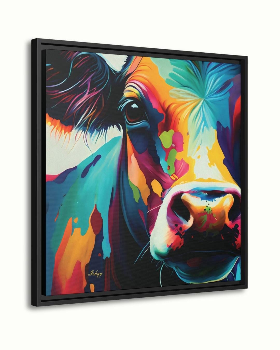 Colorful Cow Wall Art – Vibrant Animal Portrait Painting Print for Farmhouse Kitchen Decor, Rustic Country Home or Dairy Farm Inspired Gift