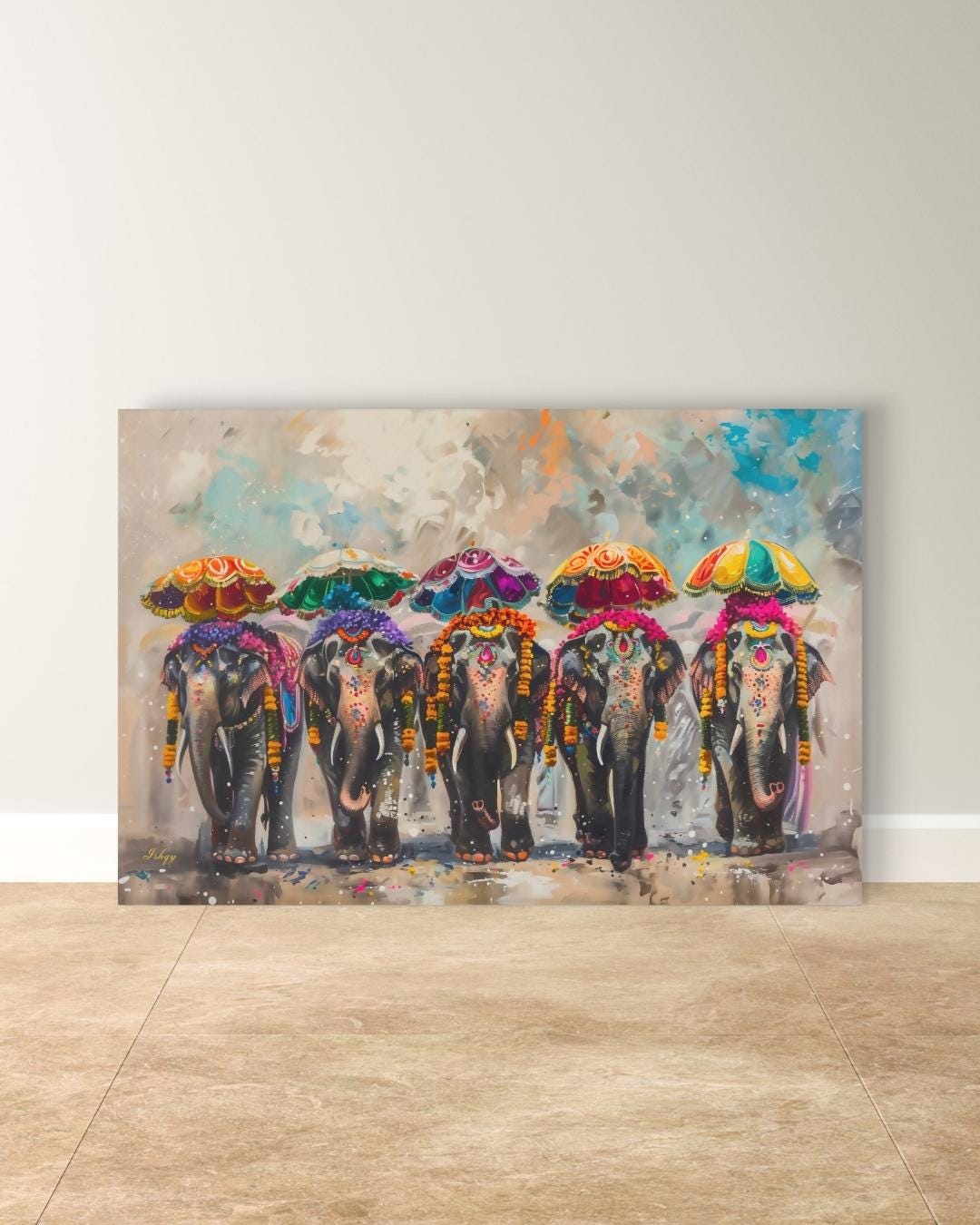 Colorful Indian Elephant Wall Art Print, Festive India Canvas Painting, Framed Home Decor, Vibrant Cultural Wall Art, Gift for Her or Home. Haathi Mere Saathi elephant art print with vivid colors & cultural detail. Canvas & framed canvas painting pri