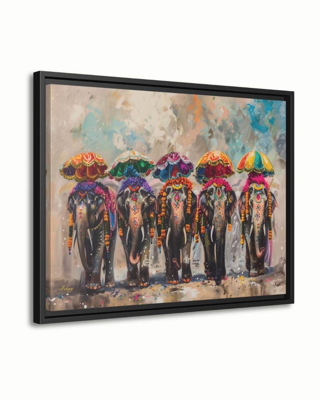 Colorful Indian Elephant Wall Art Print, Festive India Canvas Painting, Framed Home Decor, Vibrant Cultural Wall Art, Gift for Her or Home. Haathi Mere Saathi elephant art print with vivid colors & cultural detail. Canvas & framed canvas painting pri