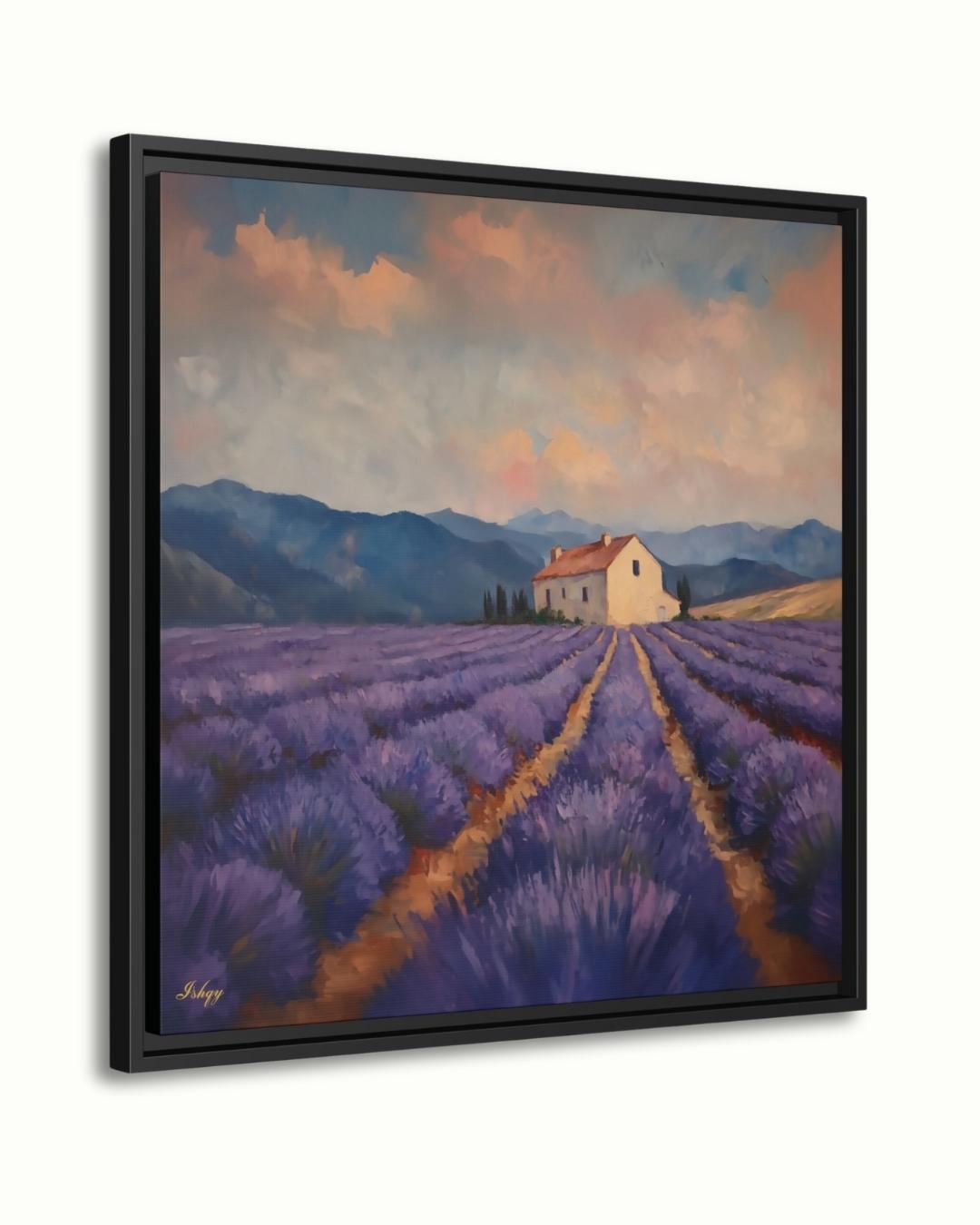 Lavender Fields Provence Wall Art, French Countryside Canvas Print, Purple Landscape Home Decor, Framed Canvas Farmhouse Painting. Champs de Lavande French lavender fields art print with serene blooms & farmhouse. Canvas & framed canvas pain