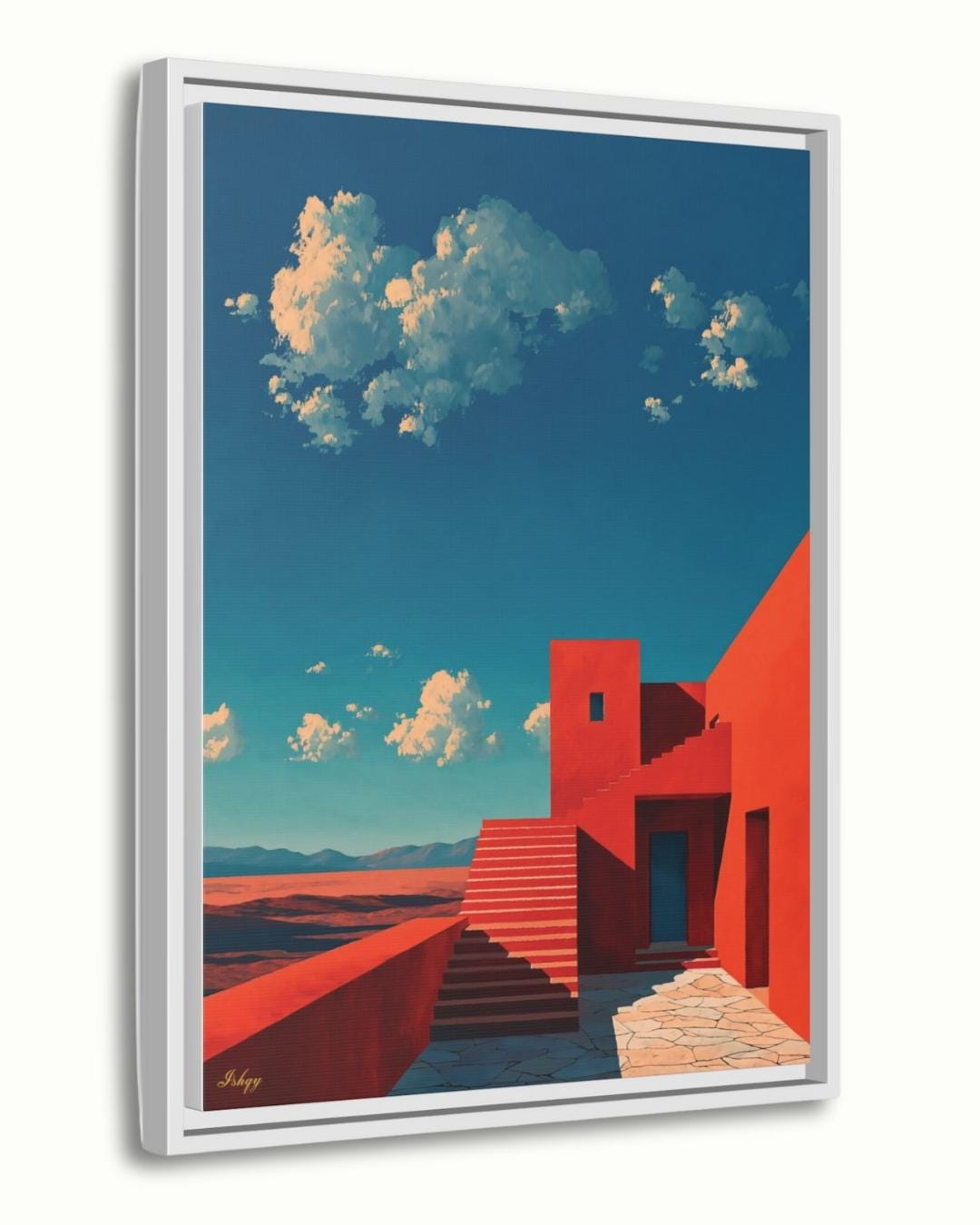 Jalisco Architecture Wall Art, Mexico Red House Canvas Print, Bold Travel Art, Framed Modern Home Decor, Cultural Painting Gift Idea. Casa del Viento | Modern Jalisco Architecture Wall Art | Canvas Print | IshqyBusiness