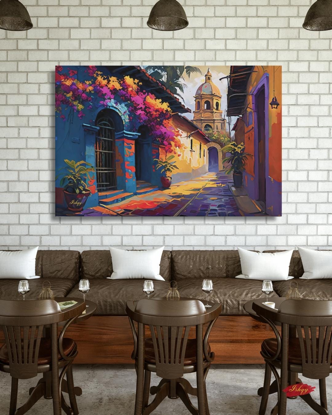 Mexican Street Wall Art, Colorful Latin Alley Painting Print, Cartagena Colonial Canvas, Framed Art Print, Cultural Home Decor Gift. Celebrate the bold beauty of Oaxaca with this radiant, colorful street scene. Oaxaca Vibrante captures light, life, a