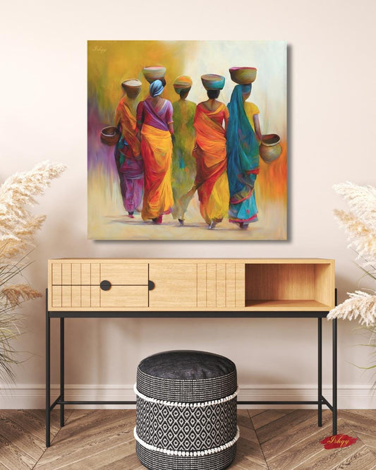 Mexican Wall Art, Charro Painting Print, Sombrero Man Art, Cultural Canvas, Framed Mexican Decor, Fiesta Wall Art, Traditional Mexico Print. Laado | Indian Women in Sarees Wall Art Print | Rural India Canvas | IshqyBusiness