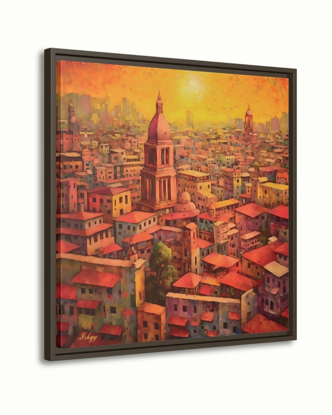 Mexico City Skyline Painting, Canvas & Framed Canvas Urban Wall Art, Colorful Sunset CDMX Cityscape Home Decor Art Print for Living Room