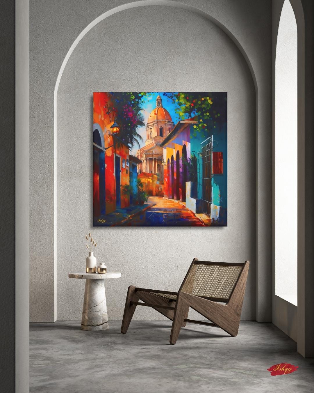 Santo Domingo Colonial Zone Painting, Canvas & Framed Canvas Caribbean Wall Art, Colorful Dominican Republic Cityscape Home Decor Art Print