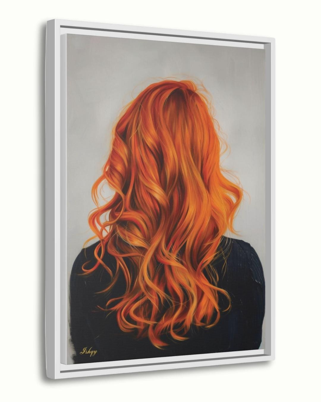 Redhead Woman Wall Art Print, Vibrant Ginger Hair Canvas Portrait, Modern Figurative Art for Home Decor, Feminine Boho Room Aesthetic