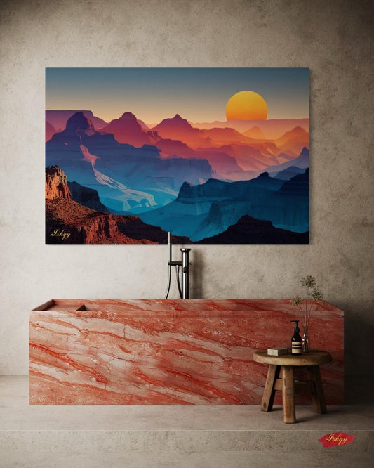 Grand Canyon Sunset Landscape Canvas Framed Canvas, Southwest Wall Art Print, Arizona Desert Decor, Large Living Room Wall Art, Bathroom Art