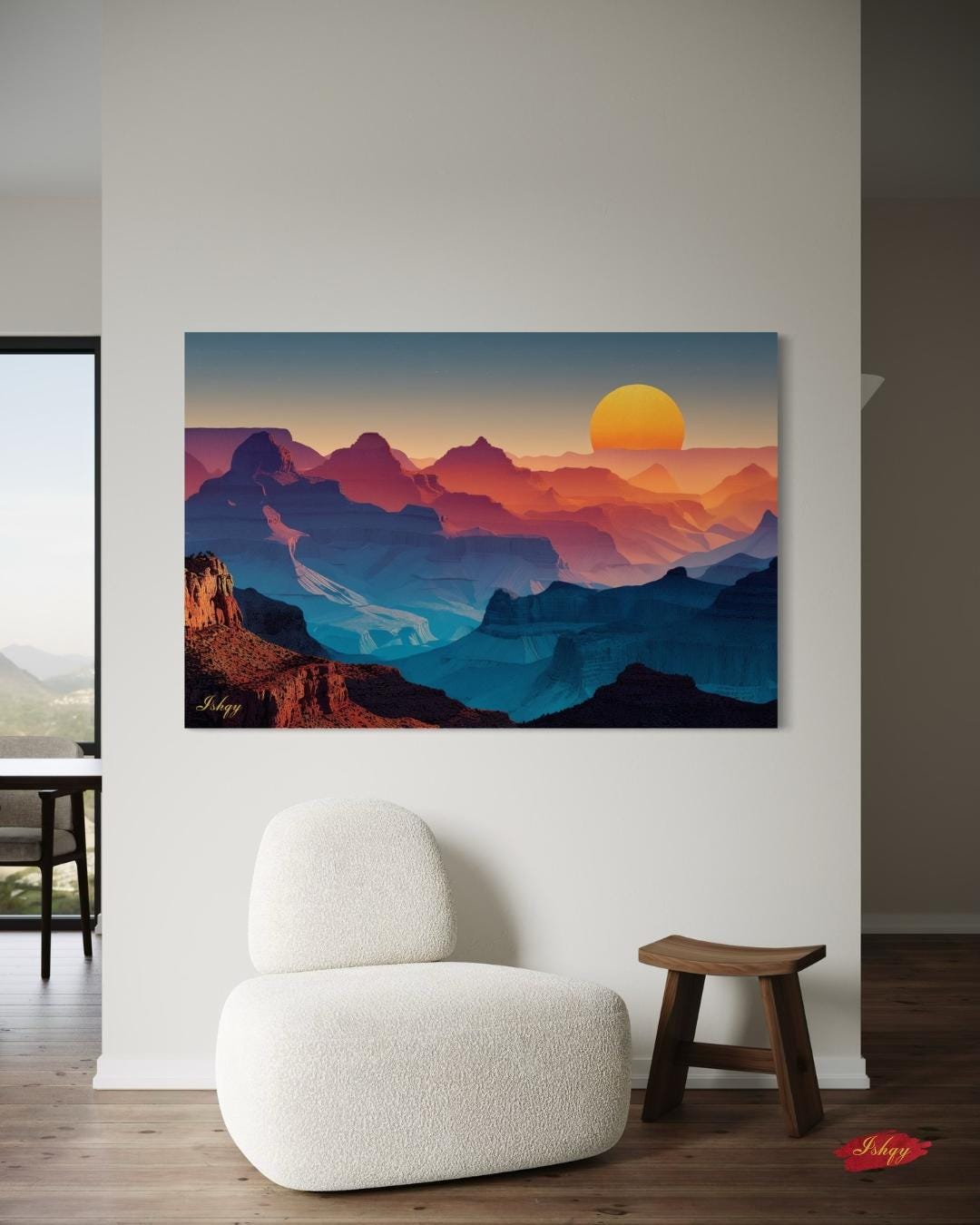 Grand Canyon Sunset Landscape Canvas Framed Canvas, Southwest Wall Art Print, Arizona Desert Decor, Large Living Room Wall Art, Bathroom Art