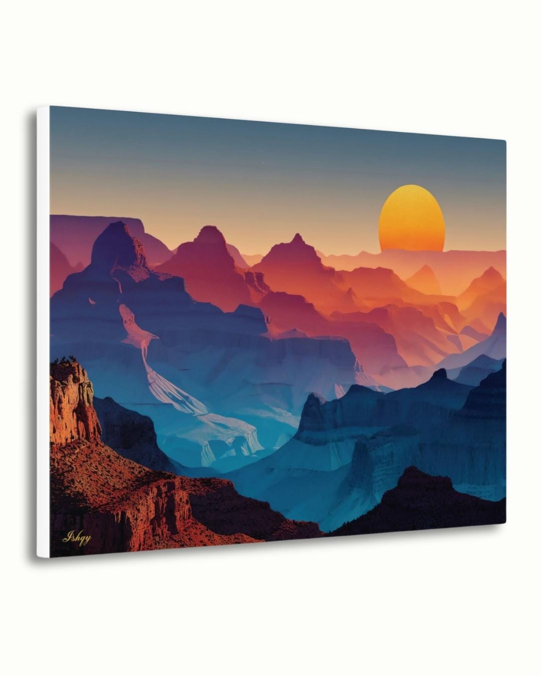 Grand Canyon Sunset Landscape Canvas Framed Canvas, Southwest Wall Art Print, Arizona Desert Decor, Large Living Room Wall Art, Bathroom Art