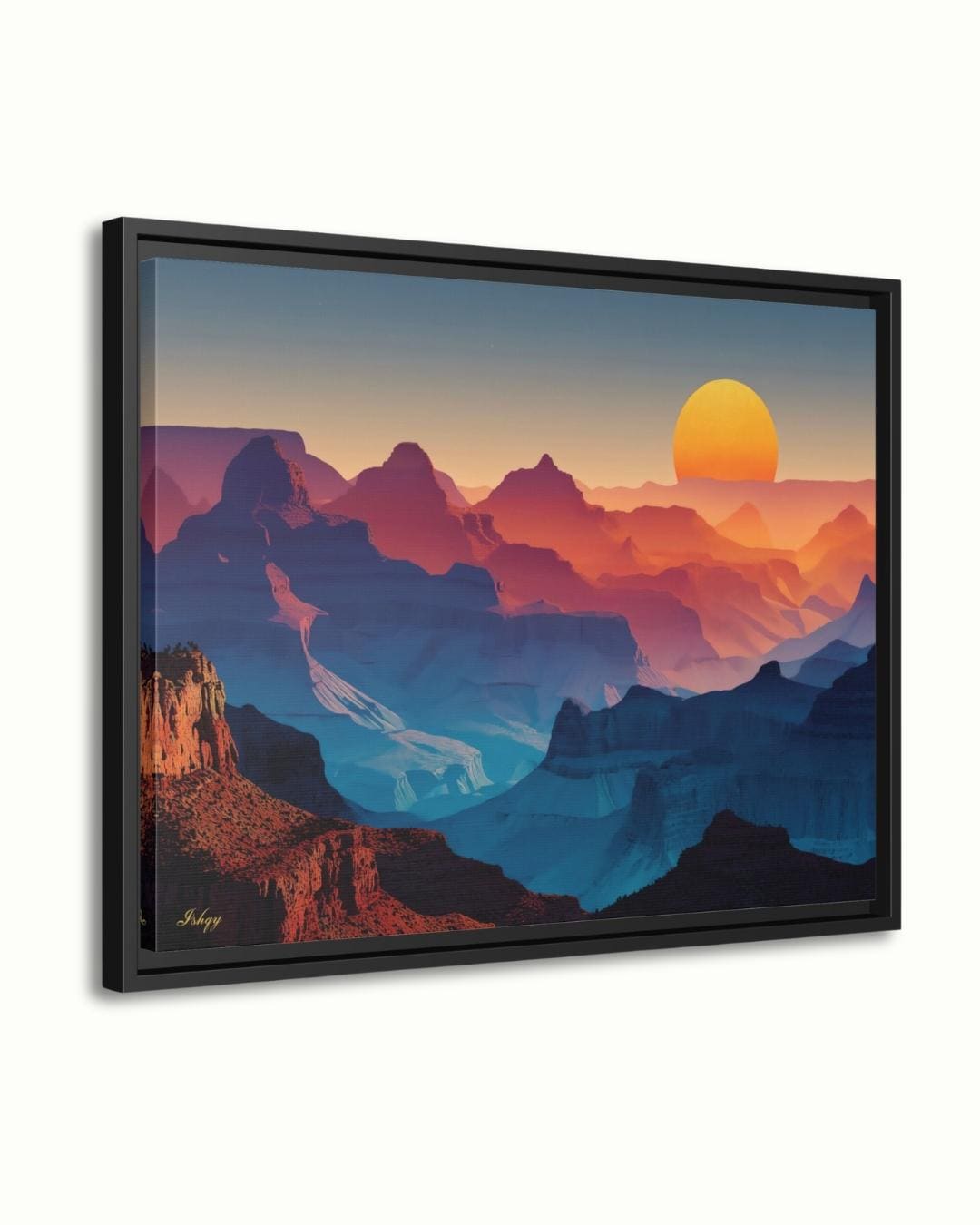 Grand Canyon Sunset Landscape Canvas Framed Canvas, Southwest Wall Art Print, Arizona Desert Decor, Large Living Room Wall Art, Bathroom Art
