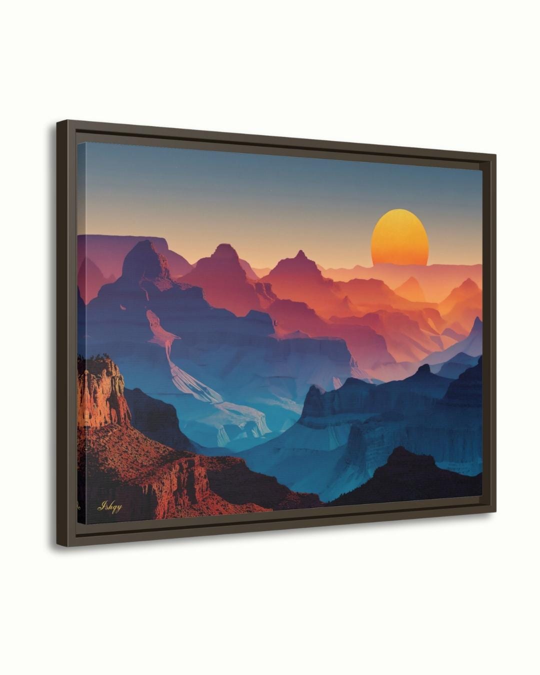 Grand Canyon Sunset Landscape Canvas Framed Canvas, Southwest Wall Art Print, Arizona Desert Decor, Large Living Room Wall Art, Bathroom Art