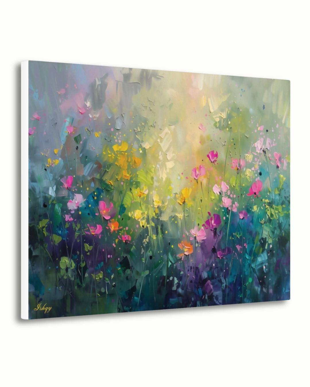 Abstract Wildflower Meadow Painting Print, Canvas & Framed Canvas Floral Wall Art, Colorful Garden Landscape Home Decor Art Print