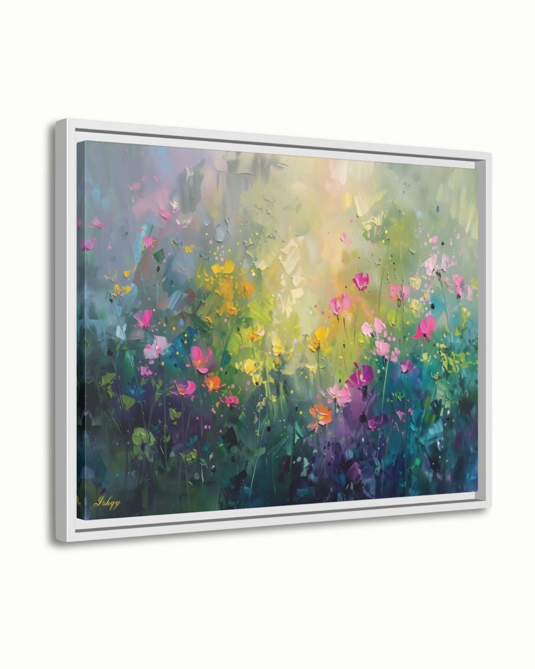 Abstract Wildflower Meadow Painting Print, Canvas & Framed Canvas Floral Wall Art, Colorful Garden Landscape Home Decor Art Print