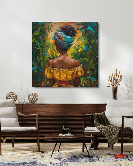 brazilian woman art, tropical wall art, canvas wall art, framed canvas, art print, boho home decor, living room wall art, bedroom wall art, latina portrait art, jungle wall decor, colorful wall art, brazil wall art, afro latina art