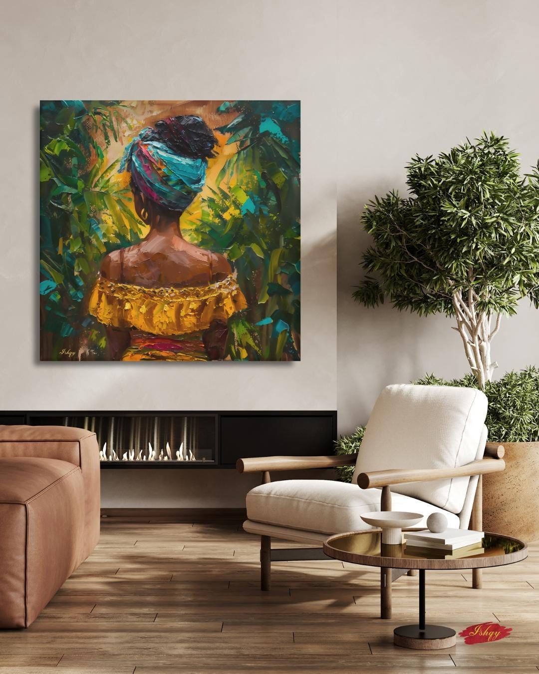 brazilian woman art, tropical wall art, canvas wall art, framed canvas, art print, boho home decor, living room wall art, bedroom wall art, latina portrait art, jungle wall decor, colorful wall art, brazil wall art, afro latina art