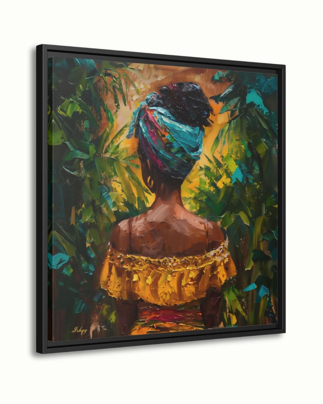 brazilian woman art, tropical wall art, canvas wall art, framed canvas, art print, boho home decor, living room wall art, bedroom wall art, latina portrait art, jungle wall decor, colorful wall art, brazil wall art, afro latina art