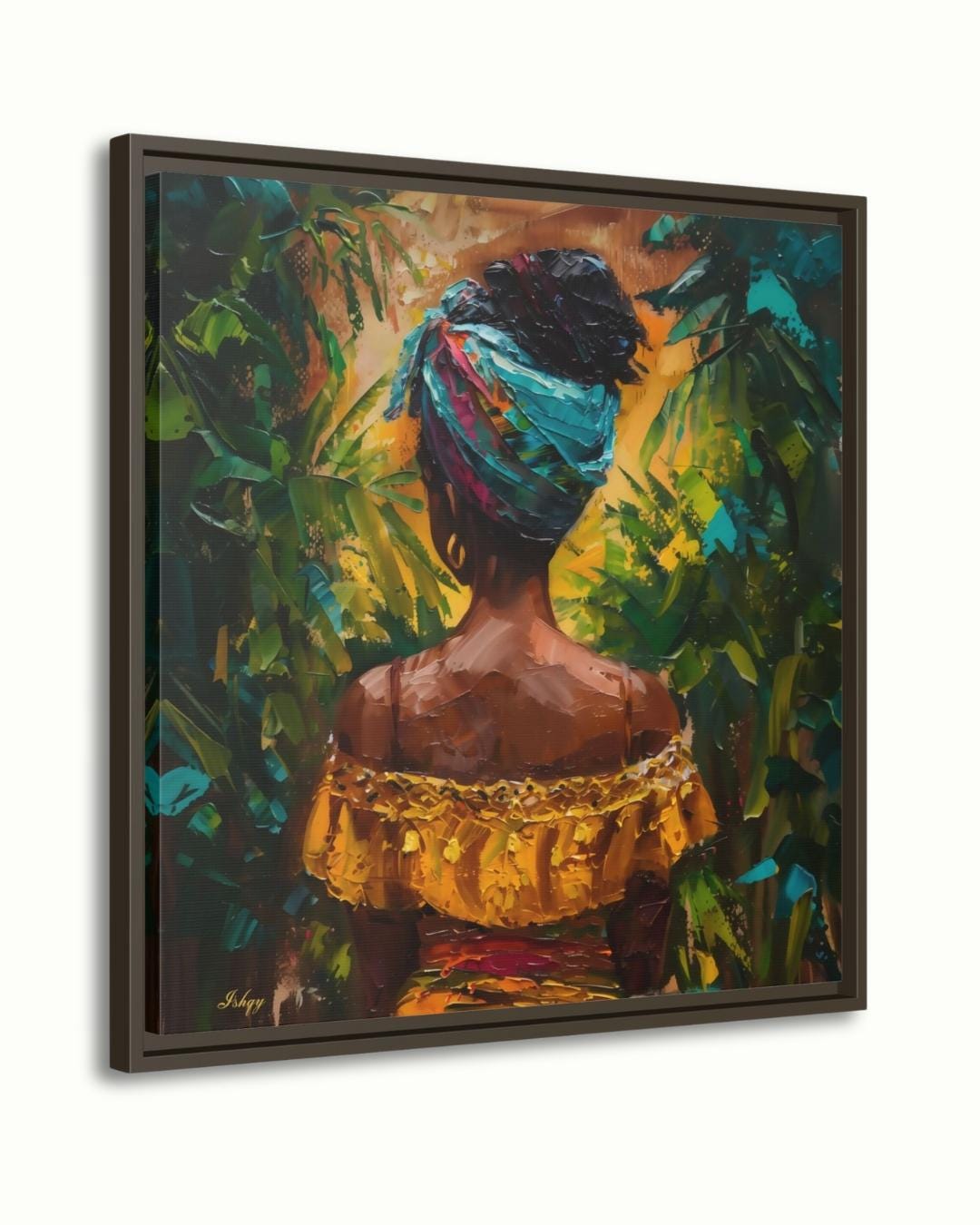 brazilian woman art, tropical wall art, canvas wall art, framed canvas, art print, boho home decor, living room wall art, bedroom wall art, latina portrait art, jungle wall decor, colorful wall art, brazil wall art, afro latina art