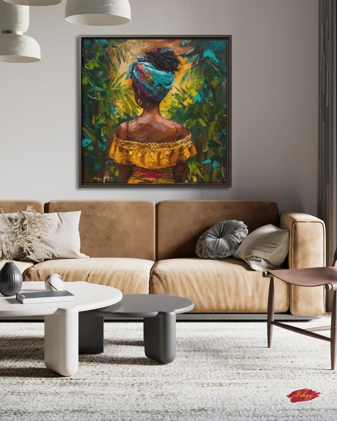 brazilian woman art, tropical wall art, canvas wall art, framed canvas, art print, boho home decor, living room wall art, bedroom wall art, latina portrait art, jungle wall decor, colorful wall art, brazil wall art, afro latina art