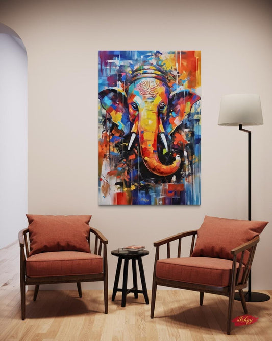 Ganesha Painting Canvas Framed Canvas, Hindu Deity Ganesh Art Print, Spiritual Wall Art For Meditation Room, Yoga Studio, Living Room Decor