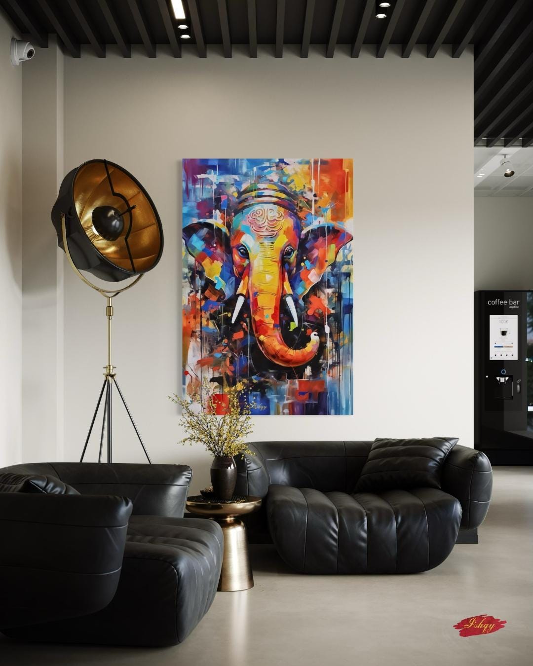 Ganesha Painting Canvas Framed Canvas, Hindu Deity Ganesh Art Print, Spiritual Wall Art For Meditation Room, Yoga Studio, Living Room Decor