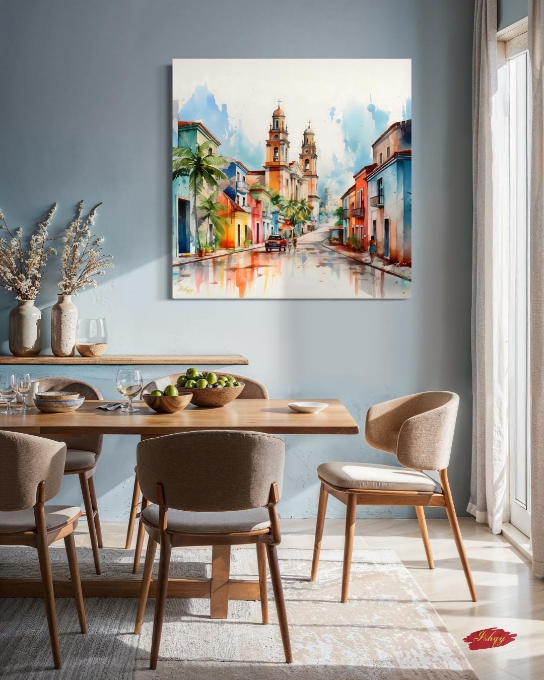 Salvador Bahia Brazil Cathedral Cityscape Painting, Canvas & Framed Canvas Colonial Wall Art, Colorful Historic Street Home Decor Art Print