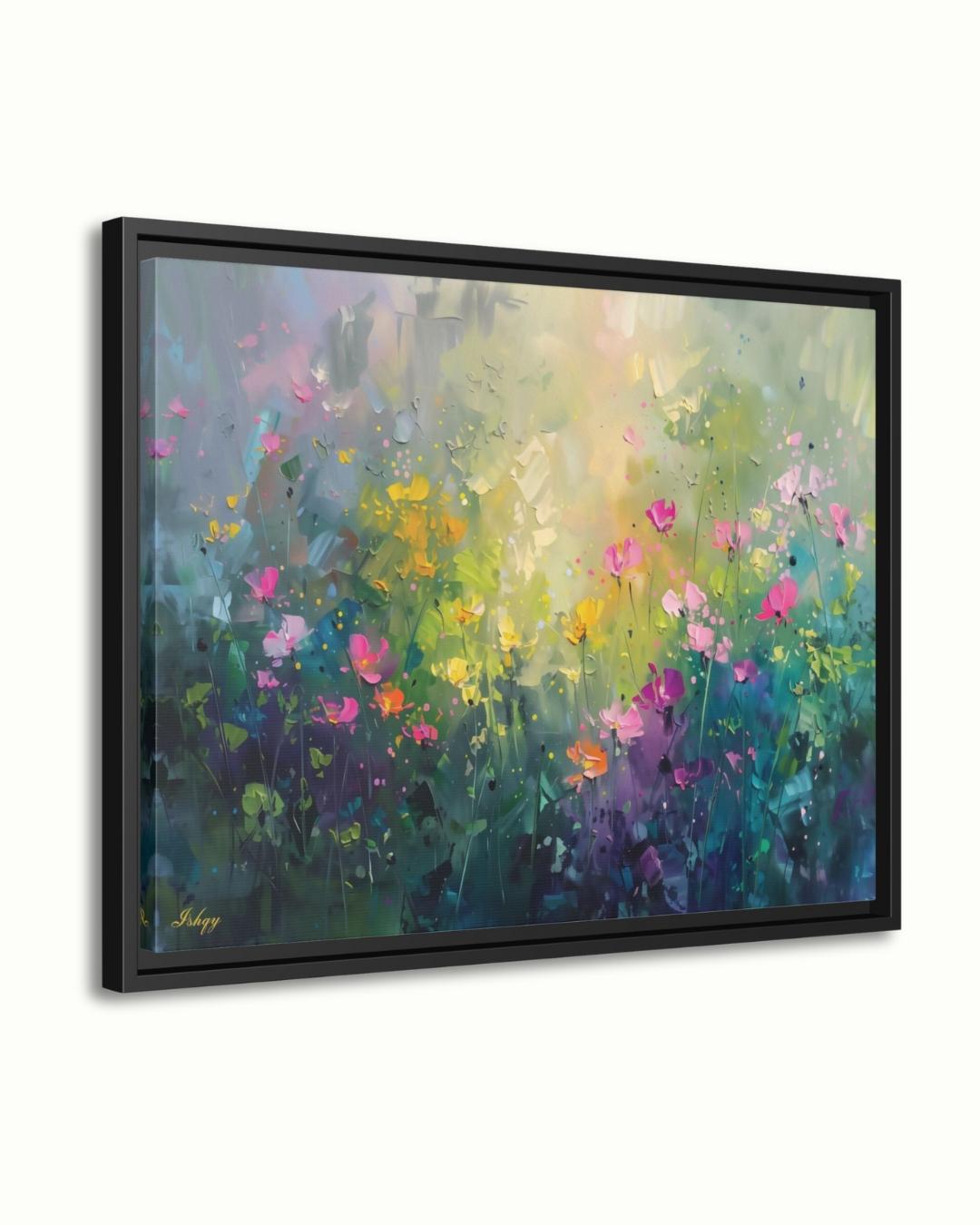 Abstract Wildflower Meadow Painting Print, Canvas & Framed Canvas Floral Wall Art, Colorful Garden Landscape Home Decor Art Print
