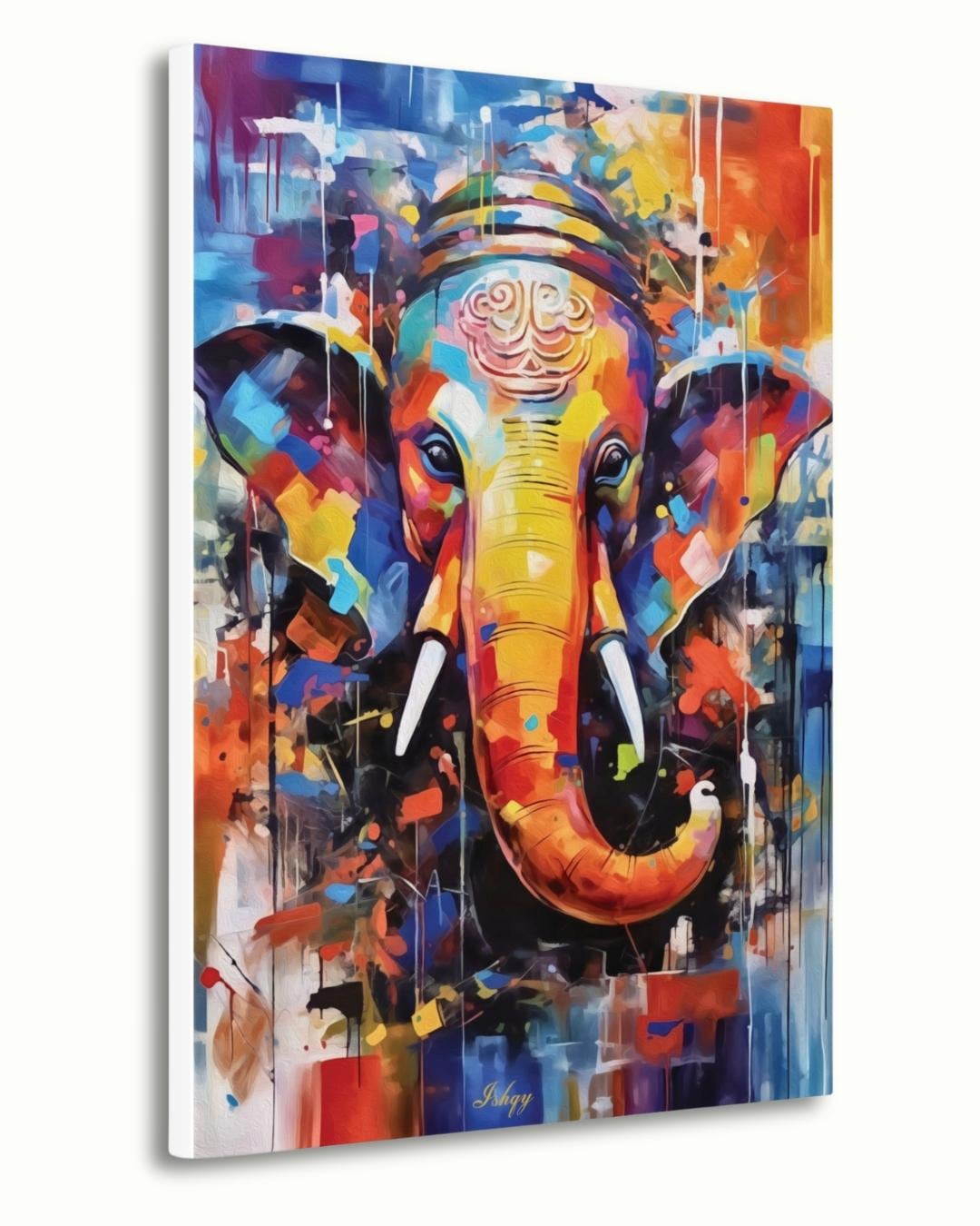 Ganesha Painting Canvas Framed Canvas, Hindu Deity Ganesh Art Print, Spiritual Wall Art For Meditation Room, Yoga Studio, Living Room Decor
