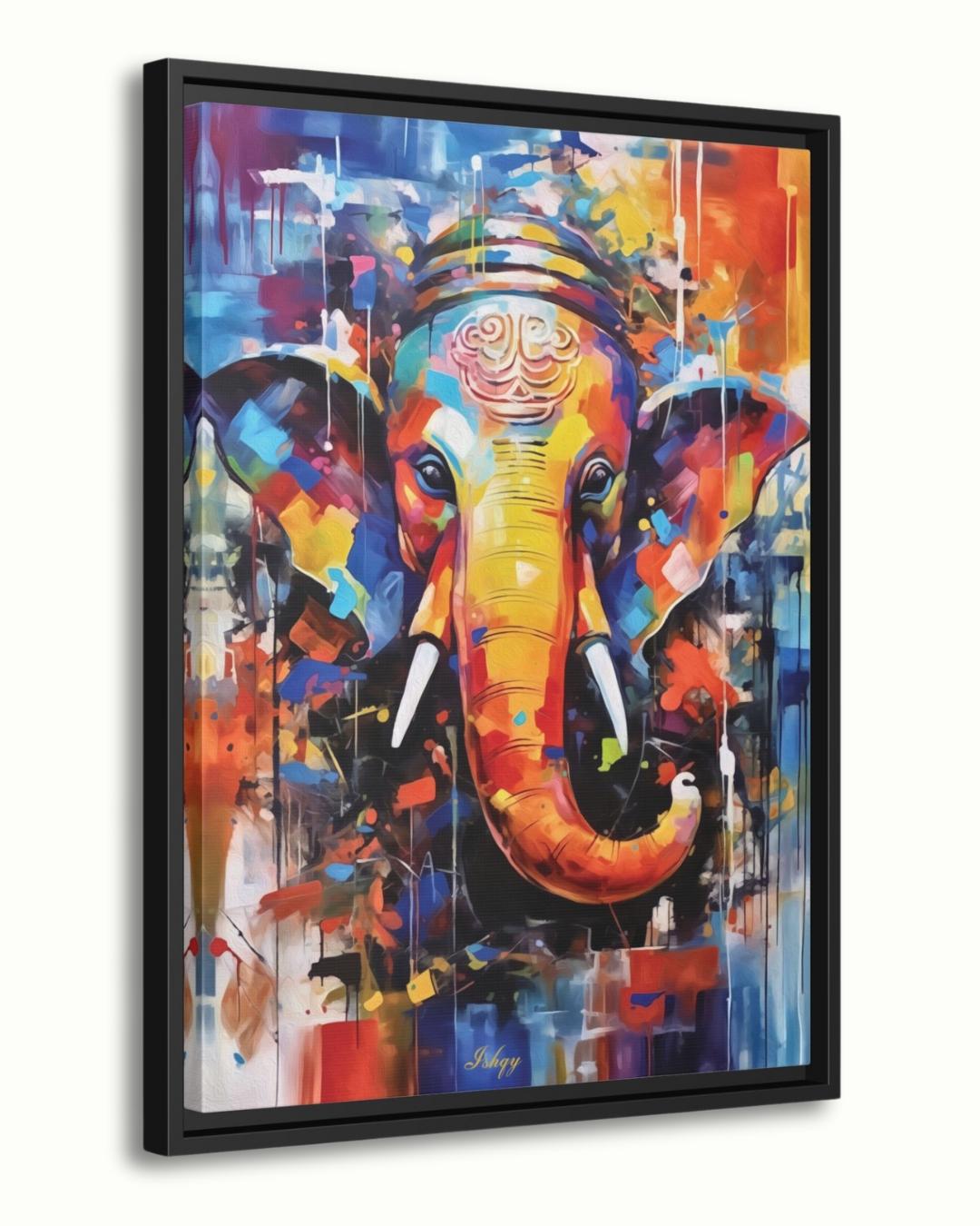 Ganesha Painting Canvas Framed Canvas, Hindu Deity Ganesh Art Print, Spiritual Wall Art For Meditation Room, Yoga Studio, Living Room Decor