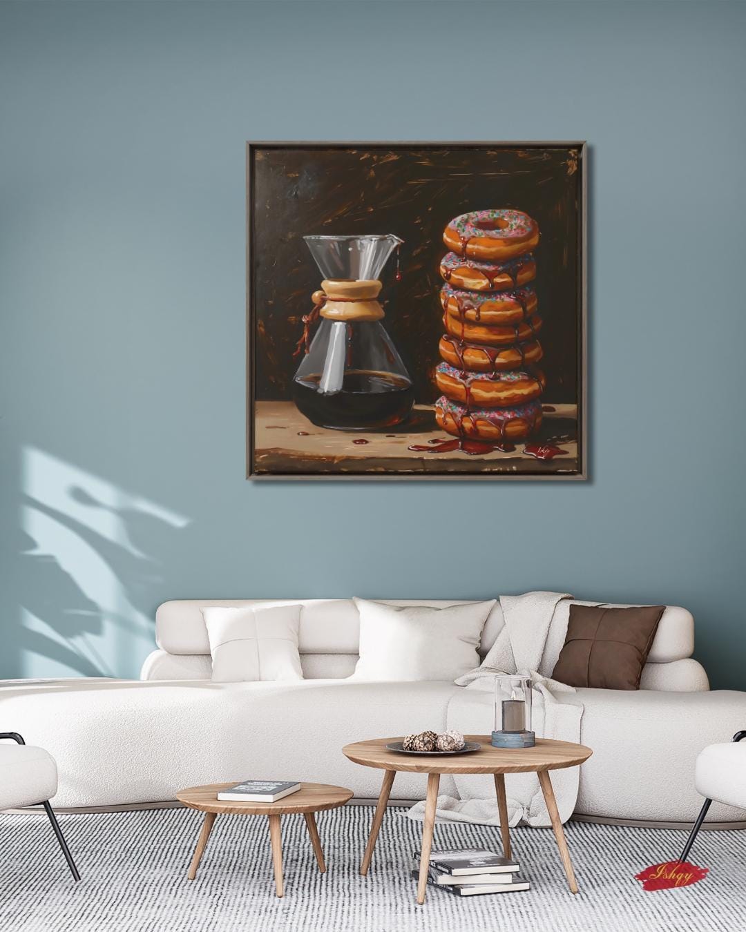 Coffee and Donuts Wall Art Sugar and Brew Canvas Painting Cafe Kitchen Decor Coffee Lover Gift Modern Food Art Home Wall Decor