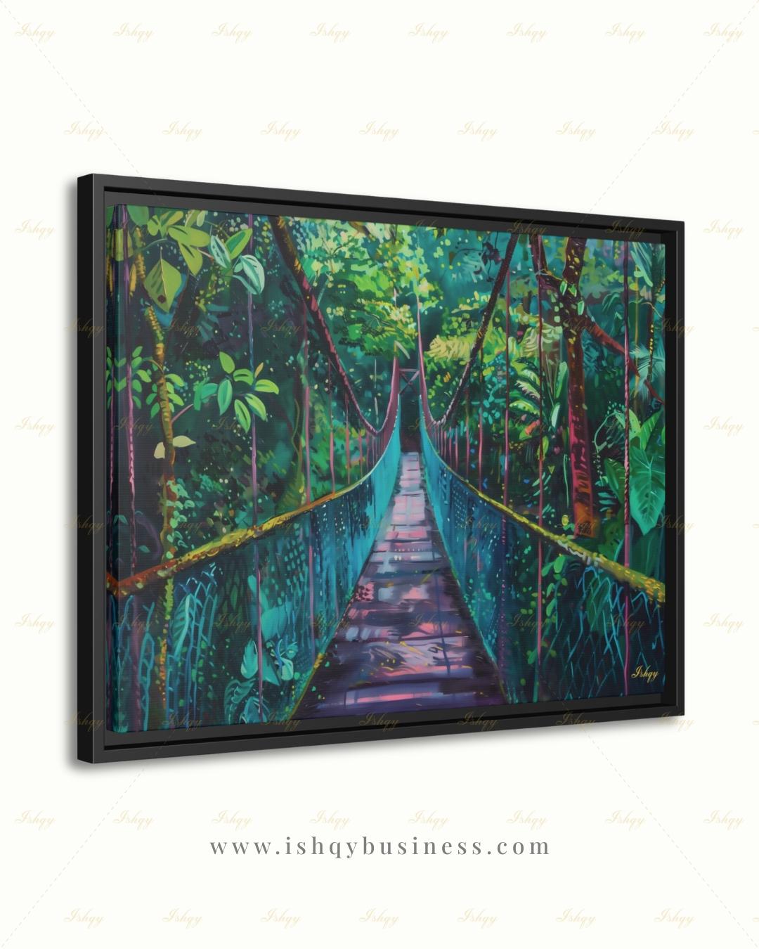 Monteverde Wall Art, Costa Rica Rainforest Bridge Canvas Print, Jungle Tropical Decor, Nature Lover Gift, Framed Canvas, Travel Art