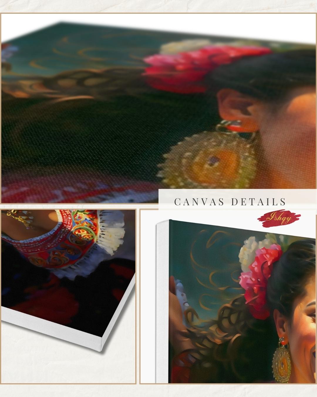 Mexican Folklorico Dancer Wall Art Print Canvas Framed Canvas, Colorful Latina Portrait Painting, Fiesta Decor for Living Room Bedroom Boho. mexican wall art, latina wall art, folklorico dancer, latina portrait, fiesta wall decor, mexican woman art, colorful portrait, art print, canvas wall art, framed canvas, living room decor, mexican folk art, traditional dress
