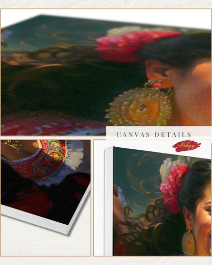 Mexican Folklorico Dancer Wall Art Print Canvas Framed Canvas, Colorful Latina Portrait Painting, Fiesta Decor for Living Room Bedroom Boho. mexican wall art, latina wall art, folklorico dancer, latina portrait, fiesta wall decor, mexican woman art, colorful portrait, art print, canvas wall art, framed canvas, living room decor, mexican folk art, traditional dress