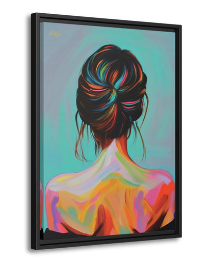 Colorful Woman Art Print, Modern Portrait Canvas, Back View Female Painting, Vibrant Wall Decor, Contemporary Home Artwork