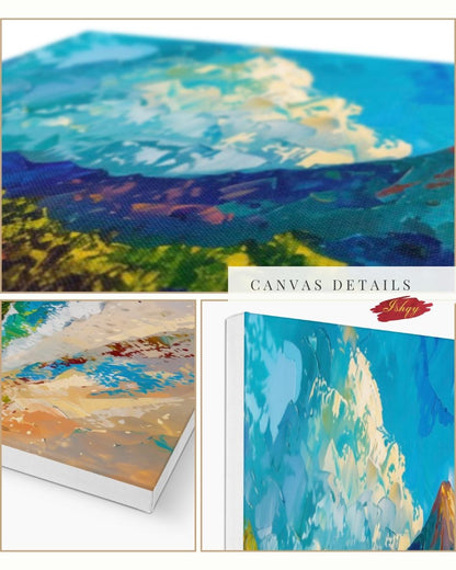 Arenal Volcano Costa Rica Wall Art Canvas Print, Tropical Beach Landscape Painting, Boho Coastal Home Decor, Living Room Artwork, Art Prints