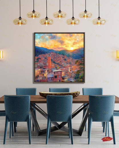 Medellin Wall Art, Colombia Sunset Cityscape Canvas Print, Andes Mountain Urban Decor, South America Travel Art, Framed Canvas Gift