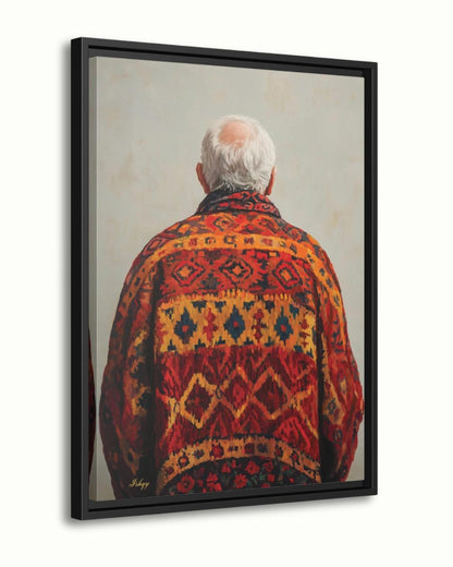 Uzbek Man Textile Art Print Canvas, Central Asian Wall Decor, Cultural Portrait Artwork, Boho Home Decor, Rustic Ethnic Pattern Canvas Art