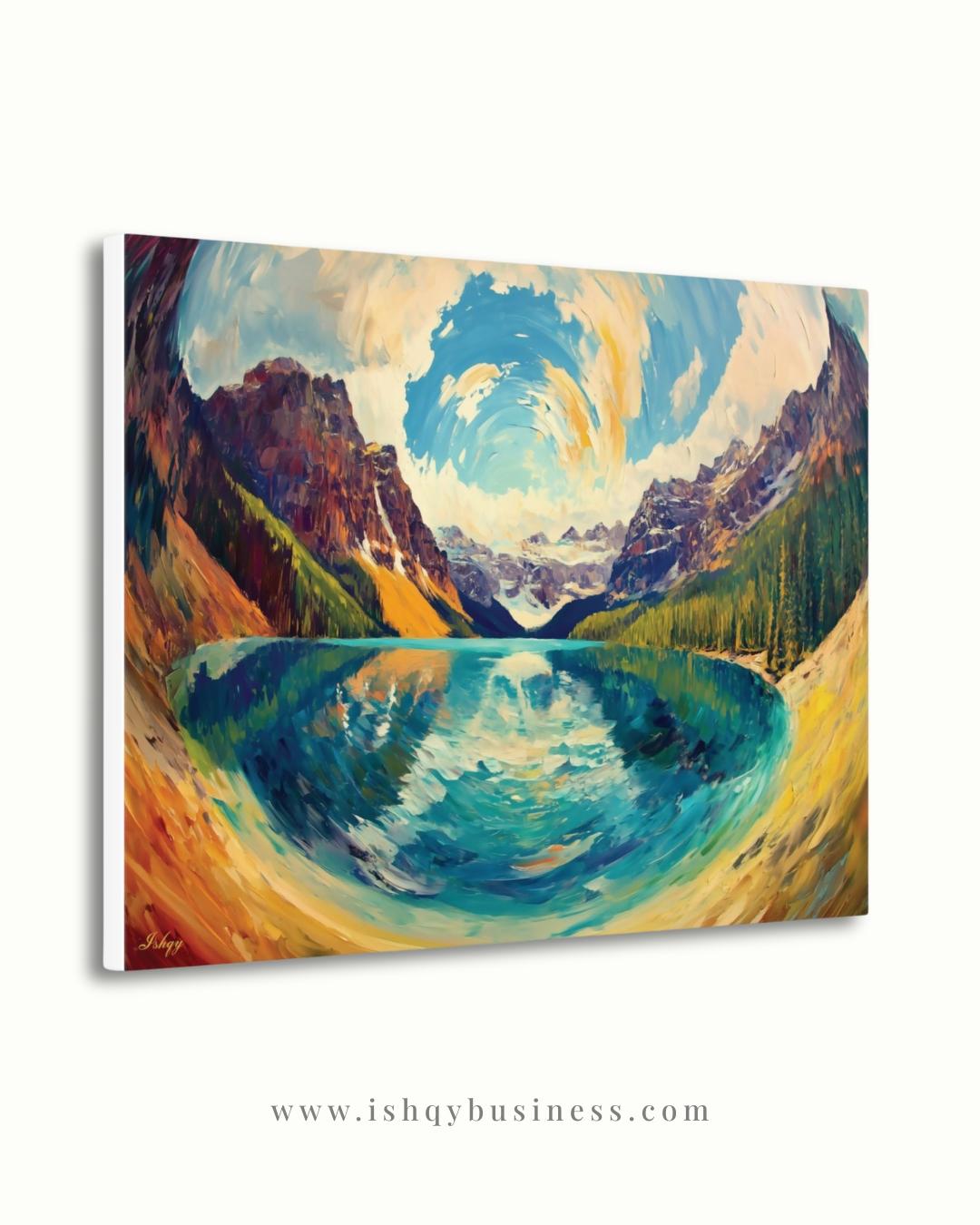 Banff Landscape Canvas Wall Art, Canadian Mountain Lake Painting, Colorful Alpine Scenery, Nature Home Decor, Large Modern Travel Art