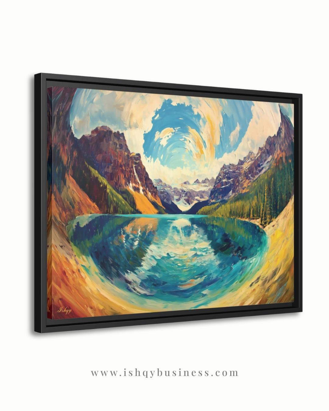 Banff Landscape Canvas Wall Art, Canadian Mountain Lake Painting, Colorful Alpine Scenery, Nature Home Decor, Large Modern Travel Art