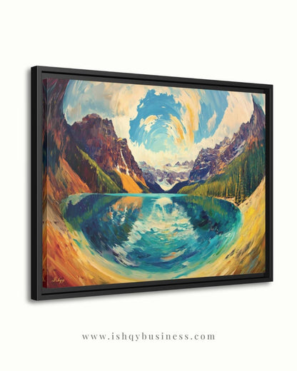 Banff Landscape Canvas Wall Art, Canadian Mountain Lake Painting, Colorful Alpine Scenery, Nature Home Decor, Large Modern Travel Art