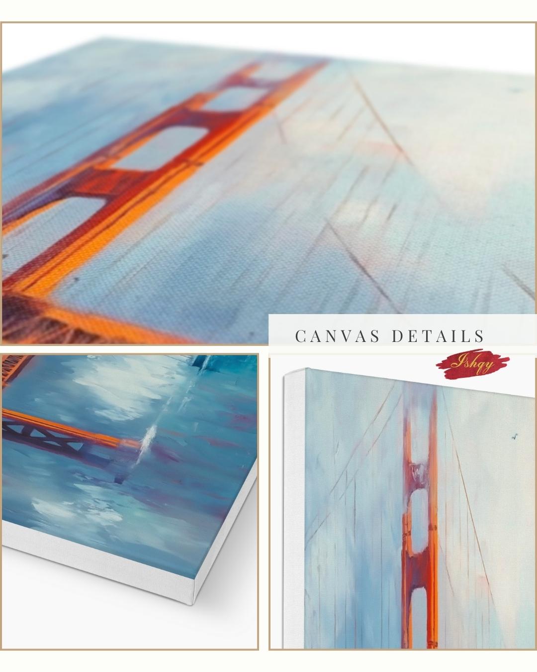 Golden Gate Bridge Wall Art, San Francisco Seascape Canvas Painting with Sailboats, Coastal Cityscape Artwork for Modern Home Decor
