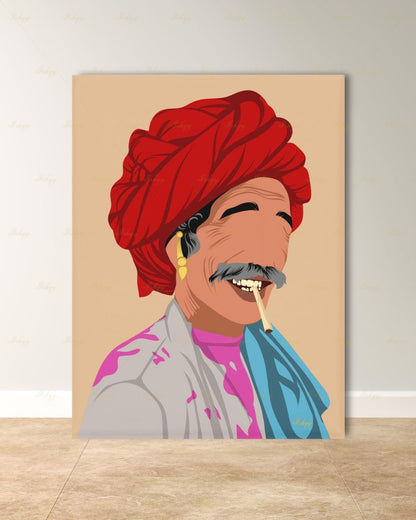 Indian Pop Art Portrait, Indian Man Painting, Indian Wall Decor, Desi Holi Gift, Canvas Wall Art, Framed Canvas Print, Extra Large Oversized