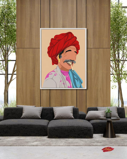 Indian Pop Art Portrait, Indian Man Painting, Indian Wall Decor, Desi Holi Gift, Canvas Wall Art, Framed Canvas Print, Extra Large Oversized