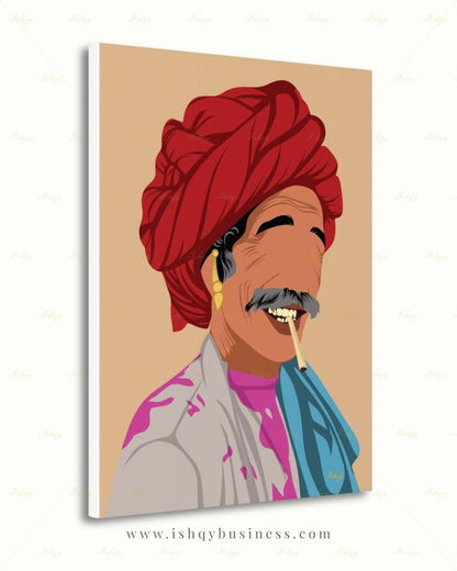 Indian Pop Art Portrait, Indian Man Painting, Indian Wall Decor, Desi Holi Gift, Canvas Wall Art, Framed Canvas Print, Extra Large Oversized