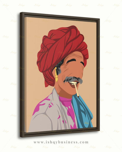 Indian Pop Art Portrait, Indian Man Painting, Indian Wall Decor, Desi Holi Gift, Canvas Wall Art, Framed Canvas Print, Extra Large Oversized