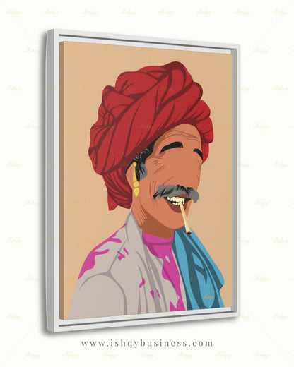 Indian Pop Art Portrait, Indian Man Painting, Indian Wall Decor, Desi Holi Gift, Canvas Wall Art, Framed Canvas Print, Extra Large Oversized