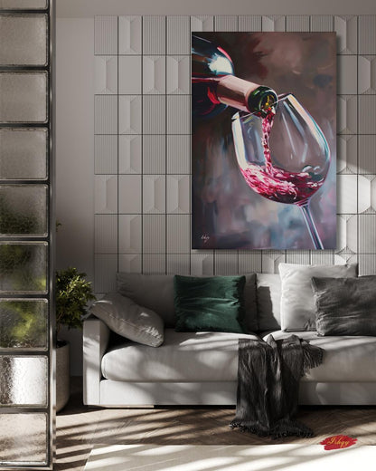 Red Wine Wall Art, Wine Pour Canvas Print, Moody Kitchen Bar Decor, Wine Lover Gift, Dining Room Framed Canvas, Housewarming Gift