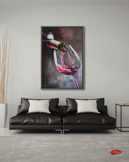 Red Wine Wall Art, Wine Pour Canvas Print, Moody Kitchen Bar Decor, Wine Lover Gift, Dining Room Framed Canvas, Housewarming Gift