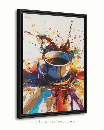 Coffee Wall Art, Abstract Coffee Cup Canvas, Colorful Espresso Painting, Modern Kitchen Decor, Cafe Bar Home Artwork