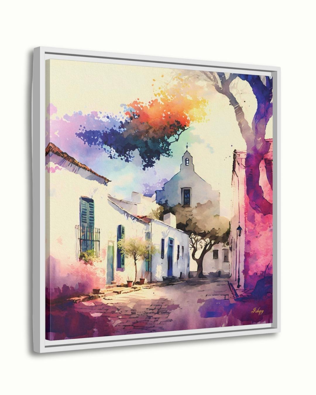 Uruguay Wall Art Colonia del Sacramento Print | Colorful Street Painting Travel Canvas | South America Decor Vibrant Home Wall Artwork