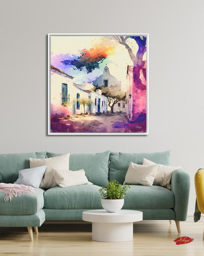 Uruguay Wall Art Colonia del Sacramento Print | Colorful Street Painting Travel Canvas | South America Decor Vibrant Home Wall Artwork